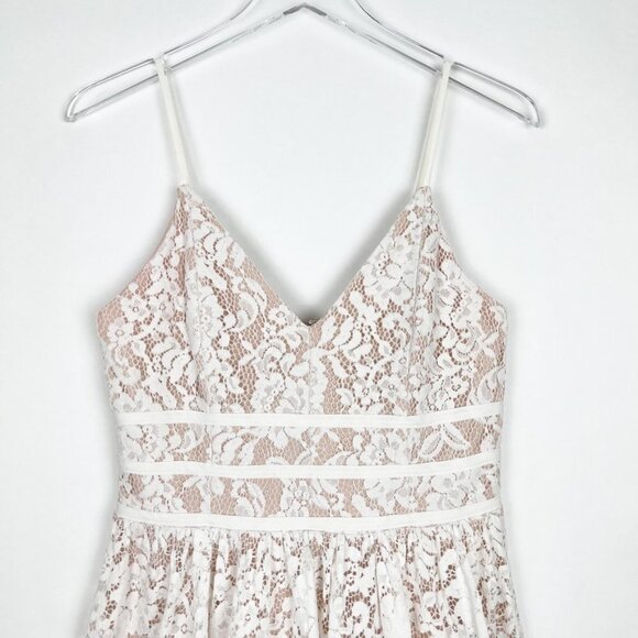 Lulus Dress Women's Medium White Wish Me Luxe Lace Skater Mini - Picture 3 of 15